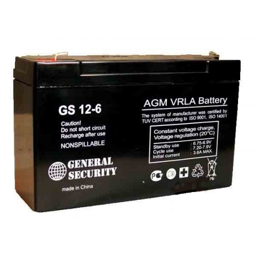 Аккумулятор General Security GS 12-6 (6V / 12Ah)